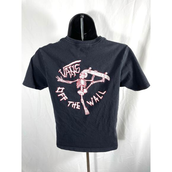 Vans Skeleton Skateboard Tee Youth Small Black Off The Wall - Picture 2 of 7